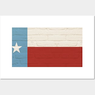 Texas Flag, vintage brick, 6th street mural, Austin Posters and Art